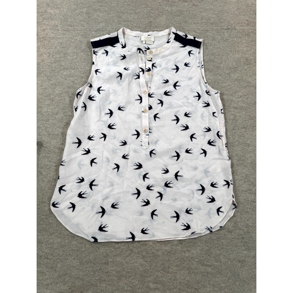 Kate Spade New York Live Colorfully Popover Top Women S White Swallow Bird Print